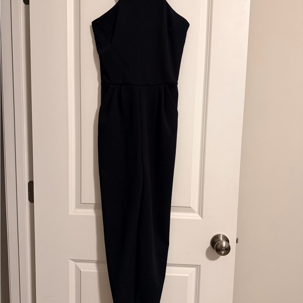 Aqua One Shoulder Black Dress